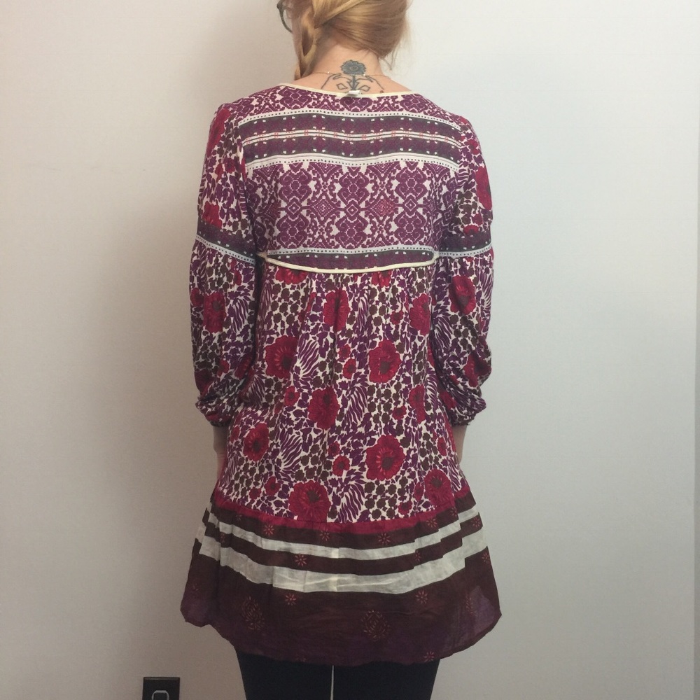 Free People Pink Pearl Button Tunic Blouse Top - Picture 4 of 8
